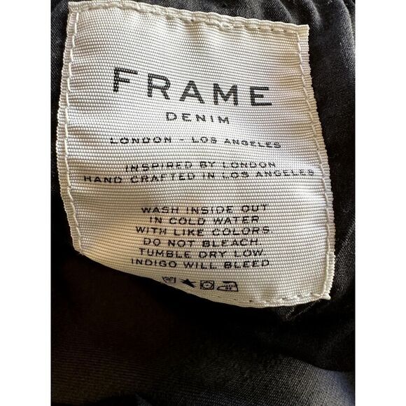 FRAME DENIM Women's Le High Skinny Frayed Hem Cropped Jeans Black Size 28 - Picture 9 of 12